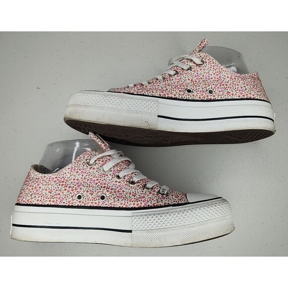 Chuck Taylor Platform All Star Lift Ox Egret/Multi/Black 568378C VINTAGE FLORAL - Picture 7 of 11